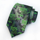 Gravata Floral Contraste Verde Cinza SK965